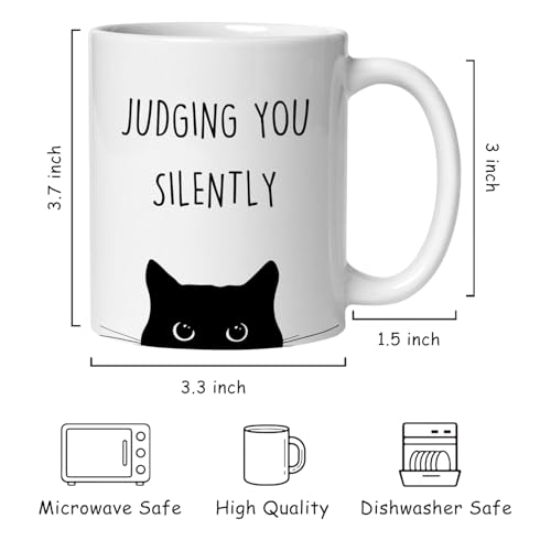 Taza de Cerámica Negra con Diseño de Gato 11 oz miniatura 6