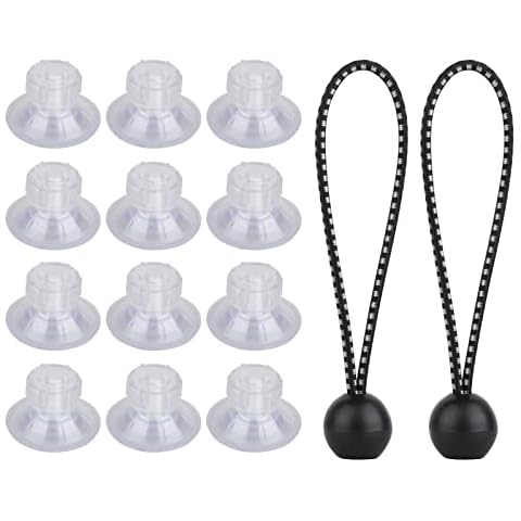 JoaSinc Limpets for Awning 12pcs, 45mm Caravan Limpets, High-Grip Awning Suction Cup Fix Kit with 2pcs Bungee Cords with Balls for Campervan Van Canopy Motorhome Cover