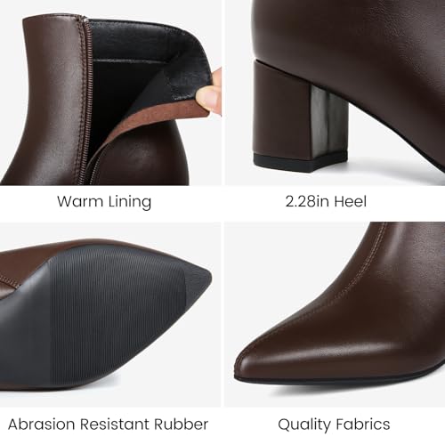 Women's Ankle Boots Pointed Toe Chunky Block Heel Short Boots for Women Low Heeled Booties3