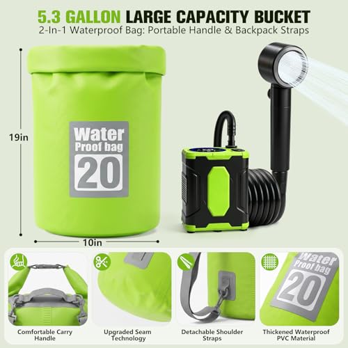 Ducha portátil para camping 2026 con bomba y bolsa, batería de 10000mAh miniatura 4