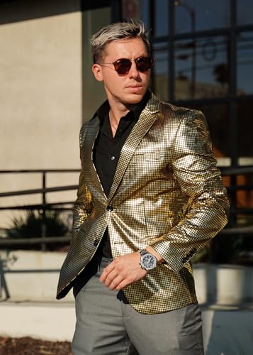 COOFANDY Mens Metallic Jacket Regular Fit Blazer Casual 70s Disco Party Sport Coat3