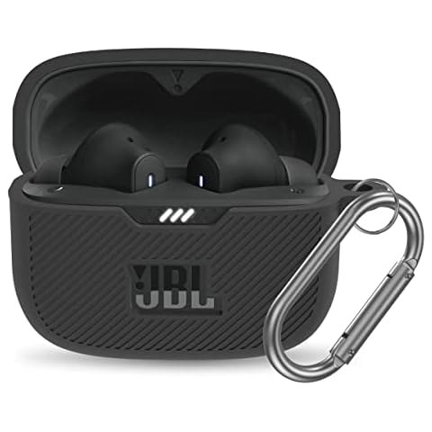 YIPINJIA for JBL Tune 230NC TWS Case Cover, Silicone Protective Portable Scratch Shock Resistant Cover ONLY Compatible with JBL 230NC Earbuds Charging Case with Carabiner(Black) Cover