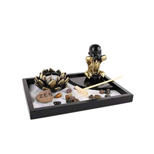 Lachineuse Wisdom Zen Garden, Dominante Noir, Blanc Et Doré, 22x17x8cm