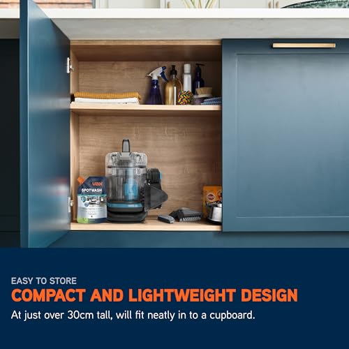 Vax SpotWash Home and Pet Spot Cleaner, Upholstery, Sofa, Stairs, Home, Car, Rug, Stain Cleaning Small Handheld Shampooer Machine, Additional Solution, SpinScrub and Tools, 4.5kg, Grey/Cyan, CDSW-MPDP - Image 9