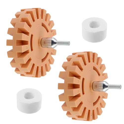 Gomme pour enlever décalcomanies Geesatis lot de 2 roues en caoutchouc avec adaptateur perceuse