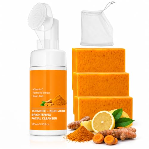 Turmeric Soap Set with Foaming Cleanser, 4-Piece Daily Skin Care ...