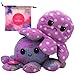 KPRICE - Pieuvre Peluche Réversible Humeur 20 Cm - Poulpe Mignonne Spécial - Octopus Poulpy Emotion Bi-Color - Doudou Animaux Douce - Mini Peluche - Badge Numéroté - Sac Transport (12 Violet/Pois)