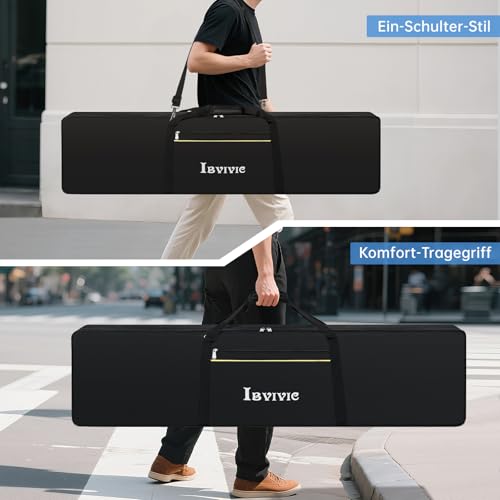 OUUTMEE 88 Keyboard Tasche Zwei Möglichkeiten Zum Tragen,136 x 18 x 34 cm Keyboard Piano Tasche,600D Waterproof Oxford Cloth Piano Tragetasche,Schwarz