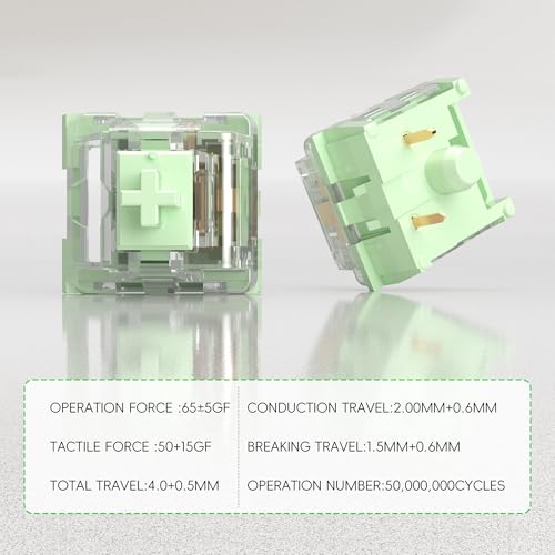 Image of ZhouWang Jasmine Green Switch,3 Pin Replacement Pre-Lubricated Dustproof Clicky Keyboards Switch,Suitable clickers for 3D Prints and MX Mechanical Keyboard(108Pcs)