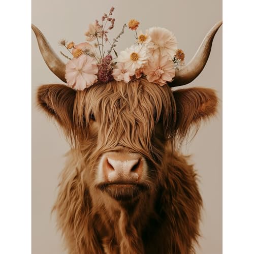 Amaieuin Cow Diamond Painting for Adults Diamond Art Painting for Adults Highland Cow 5D Diamond Painting for Home Decor and Gifts 12x16in