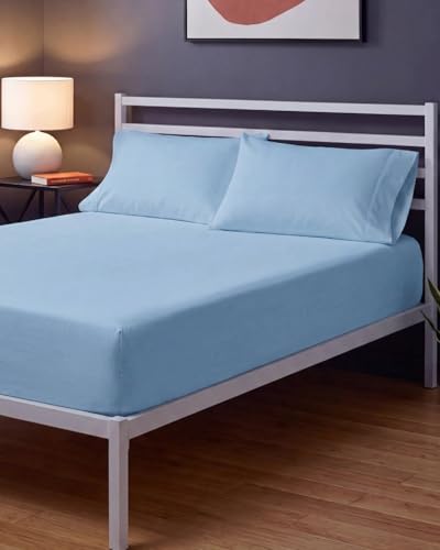 Image of Sleepy Town Cal King Size Bed Sheets - 3 Piece - NO Flat Sheet Included - California King Sheet Set - Soft, Comfy & Cooling - Easy Care - Wrinkle & Fade Free - Brushed Microfiber Sheets (Light Blue)