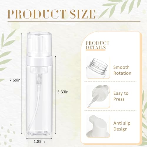 Havawish 12 Pcs Foaming Spray Bottle 7 Oz/ 200 ml Transparent Empty Foaming Pump Dispenser Refillable Plastic Portable Bottle for Travel Hand Soap, Lash Cleanser2
