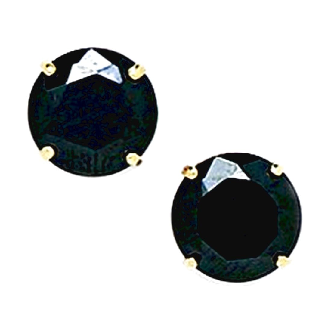 14 ct Gelb Gold Schwarz 8 mm Rund Cubic Zirkonia Ohrringe Korb-Set
