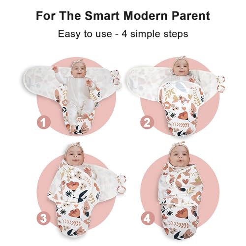 Image of HOUSBAY 100% Cotton Baby Swaddle Sleep Sacks for Newborn Swaddling Blankets Adjustable 2-Way Zipper 1 Pac (Red Flower, Medium /Large | 3-6 Months)