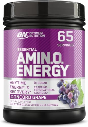 Image of Optimum Nutrition Amino Energy - Pre Workout with Green Tea, BCAA, Amino Acids, Keto Friendly, Green Coffee Extract, Energy Powder - Concord Grape, 65 Servings (Packaging May Vary) (Pack of 6)
