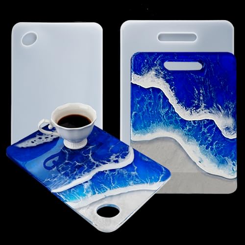 wikimo Große Silikonformen gießformen für Tablett, DIY Epoxidharz Silikonformen zur Herstellung von Griff Tablett, Resin Silikon Gießformen zur Herstellung von Tabletts（2 Stück）
