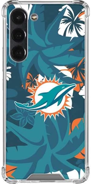 Skinit Clear Phone Case Compatible with Galaxy S23 Plus - Officially Licensed NFL Miami Dolphins Tropical Print Design