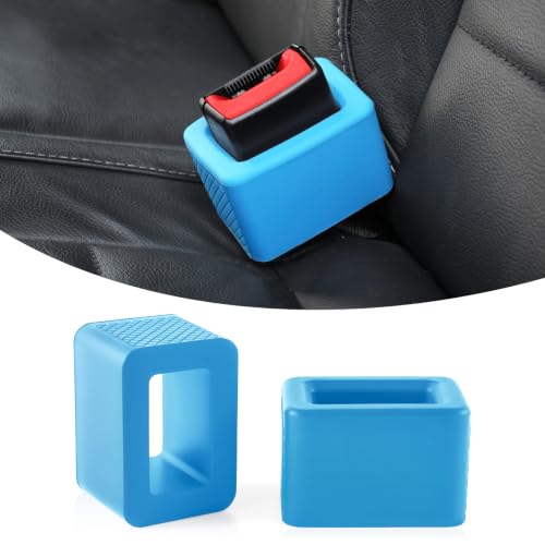 Image of Amiss 2PCS Seat Belt Buckle Holder, Universal Silicone Rear Seat Belt Booster & Fixer for Easy Access, Keeping Receptacle Upright, Car Interior Accessories-Fits Most Cars (Blue)