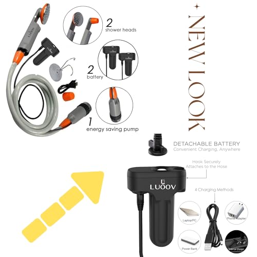 DUCHA PORTÁTIL COSWE PARA CAMPING, BOMBA AL AIRE LIBRE CON BATERÍA RECARGABLE DE 4400mAH Y LUZ LED 130LM PARA CAMPING, SENDERISMO, PLAYA Y JARDÍN miniatura 2