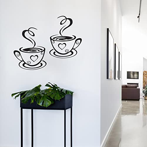 copo de café adesivos de parede | decalques de parede de cozinha | Decoração de parede de bar de caf