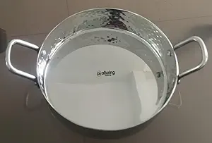 Alluring Homz Stainless Steel Round Hammered Serving Dish Bowl Fry Pan with Brass Wire Handles Serveware & Tableware, Home Restaurant,Kitchen (18