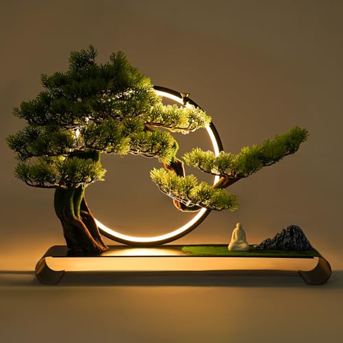Fake Bonsai Tree Decor With Lamp Rings