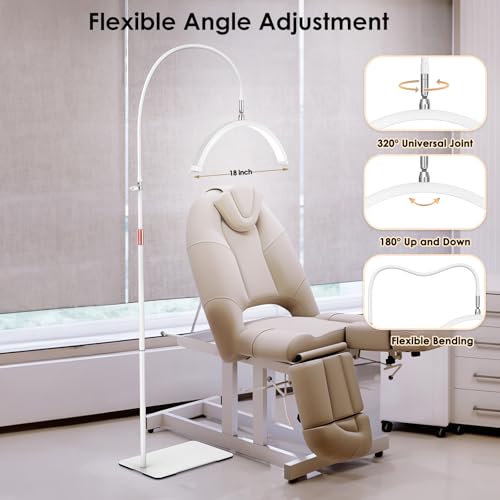 Image of Half Moon Light for Lash Tech, Flexible Lash Lamp with Phone Holder for Eyelash Nail Art Tattoos Skincare, 5 Color Temperatures & Brightness Setting LED Floor Lamp Esthetician Light