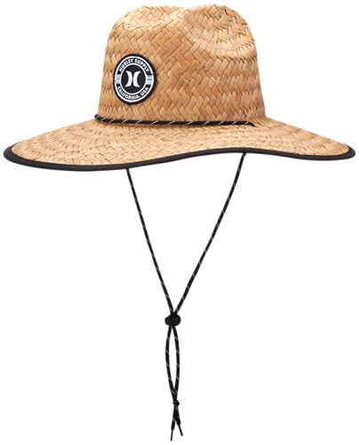 Hurley Mens Straw Hat - Adjustable Chin Strap Wide Brim Sun Hat for Sun Protection, Hiking, Fishing,...
