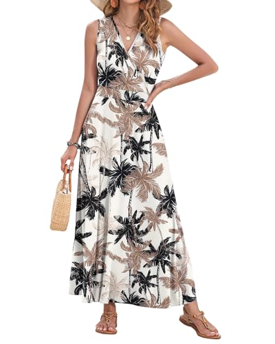 Image of AUSELILY Womens Maxi Dress Summer Sleeveless Wrap Long Dresses with Pockets | V-Neck Wrap Sleeveless Sundress, fits formal, casual, beach, vacation & daily wear