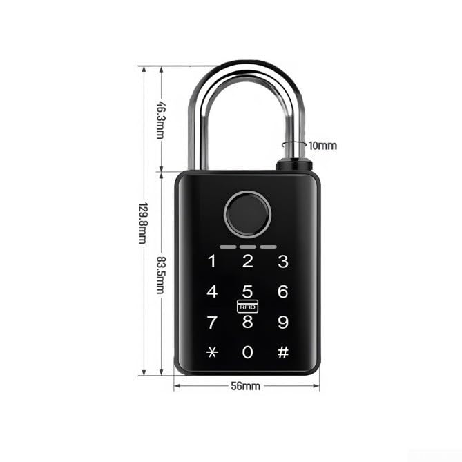 Candado inteligente de huellas dactilares resistente con control de aplicación para Tuya IP67, impermeable, aleación de zinc, cerradura electrónica con tarjeta de contraseña, USB C