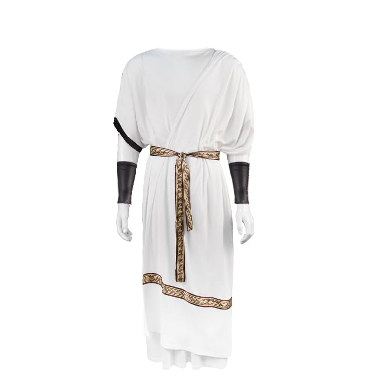 GOLDSTITCH Halloween Costume Roman Toga Adult Cosplay Robe Tunic White XXL
