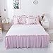 FADFAY Floral Bedskirt Set Lace Bedding Pink Duvet Cover Set Rose Printed 100% Cotton Queen House Bedding Sets for Girls Women (4-Piece, Queen, Pink)