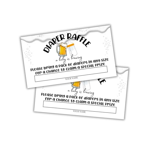 Image of Lashicorn Beer Brewing Diaper Raffle Baby Shower 50pk 2x3.5 inch Bring Any Size for Chance to Win Invitations Brew Tower Books For Game Belly Advice