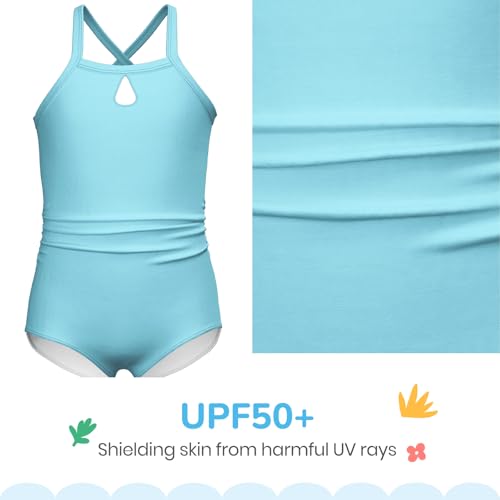 LQSZ Girls Swimwear One-Piece Quick-Dry Cover Up Swimsuit with Wrap Skirt Bathing Suits for Age 3-12T3