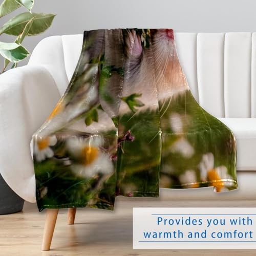 Couverture douce motif fleurs et hamsters pour des instants cocooning