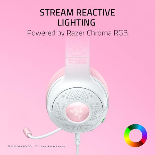 Razer Kraken Kitty V2 USB Wired Headset w/Kitty Ears, Hello Kitty Edition - image 3