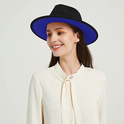 Image of jingsha Fedora Hats for Men & Women Wide Brim Fedora Felt Panama Hat Men's Dress Hats with Belt Buckle
