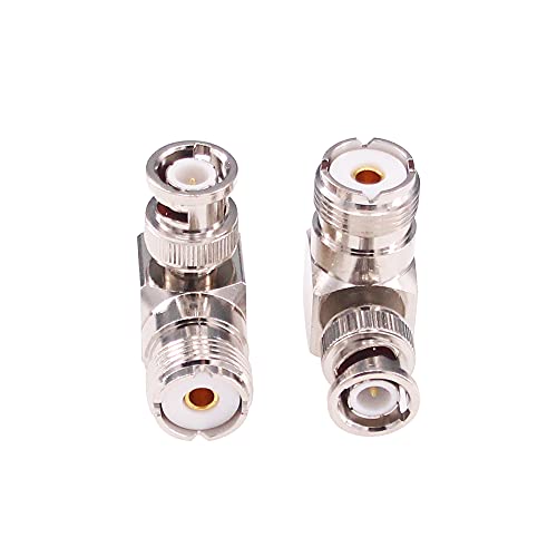 Adaptador coaxial BNC macho a UHF hembra ángulo derecho x2 miniatura 3