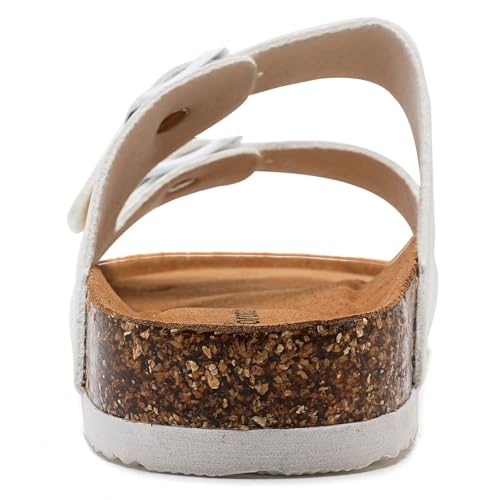 Image of Torotto Womens Slides with Cork Footbed Open Toe Adjustable Webbing Flat Sandals for Walking | Beach | Indoor