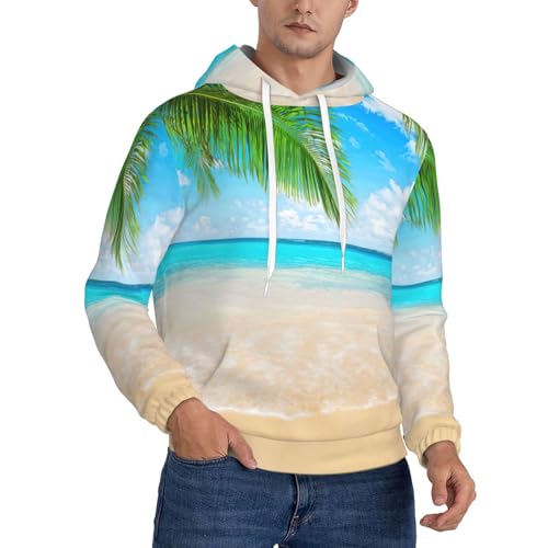 Sweat à capuche en polaire pour hommes imprimé plantes tropicales