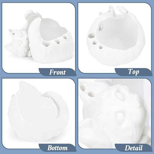 Image of VEHICAR Yarn Bowl 3D Printed, Large Cat Yarn Holder with Tool Hole, Cute Sleeping Cat Shape Storage Bowls, Ideal for Crocheting and Knitting, Great for Yarn Organization (Pure White)