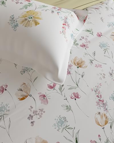Image of DDECOR Live Beautiful 100% Cotton 145TC Floral King Bedsheet with 2 Pillow Covers | Rotary Printed Breathable Fabric | 224 CM X 254 CM | Luxury Bedding for Home | Cresta Collection | Golden Mist
