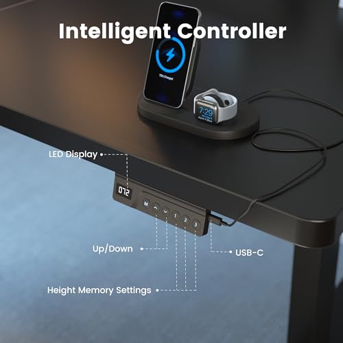 FEZIBO 71 x 37 Inch Large Electric Standing Desk 1" Thick Desktop, Black - image 9