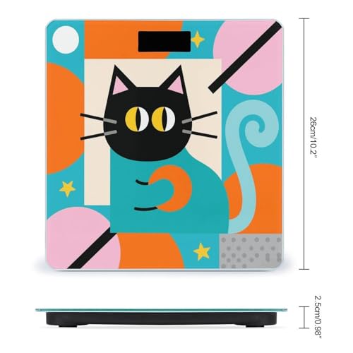 Báscula Digital Retro con Ilustración de Gato, Capacidad 400 lb miniatura 2