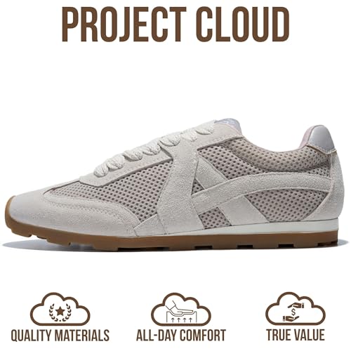 Image of Project Cloud Leather Barefoot Shoes Women - Memory Foam Lace-Up Womens Sneakers - Lightweight & Non Slip Womens Shoes Casual - All-Day Women's Fashion Sneakers for 2026
