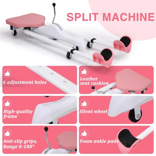 Image of Split Machine, Leg Stretcher Split Machine for Flexibility, Splits Adjustable 0-180 Leg Split Stretching Machine for Ballet, Yoga, Dance, Gymnastics Training Equipment, Silent Wheels, 330lbs Capacity