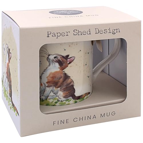 THE Leonardo Collection Paper Shed Design Cat with Dandelion Mug for Home & Kitchen | Stylish Ceramic Mugs for Tea & Coffee | Lovely Cup Set for Mens Gifts & Birthday Gifts for Women