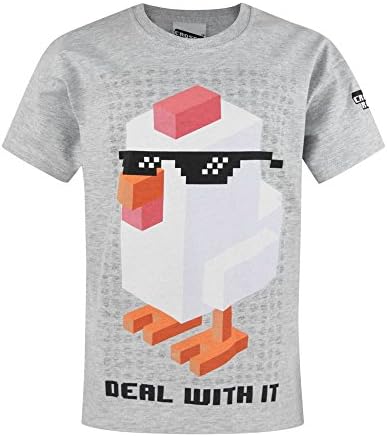 Crossy Road Childrens/Boys Official Deal With It Short Sleeved T-Shirt (Years (12/13)) (Light Grey)