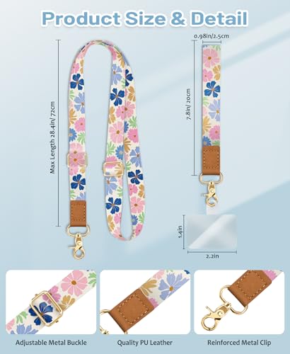 Image of Yonlevres Phone Lanyard Crossbody Strap Wrist Neck Adjustable Women Floral | Cell Phone Lanyard for Travel Cruise Daily, Hands-free, Fit Keys ID Badge, for Full-coverage Phone Case, Accessories, Gifts