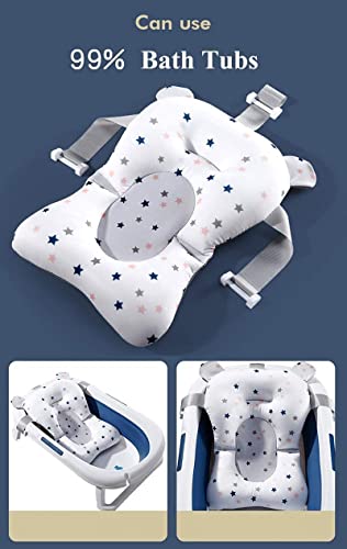 Image of Stars Style Infant Baby Bath Cushion Bathtub Support Shower Seat Bather Foam Floating Soft Bath Pillow Bathtub Insert Tray Non-Slip Portable Newborn Shower Bath Mat for Baby 0-12 Months